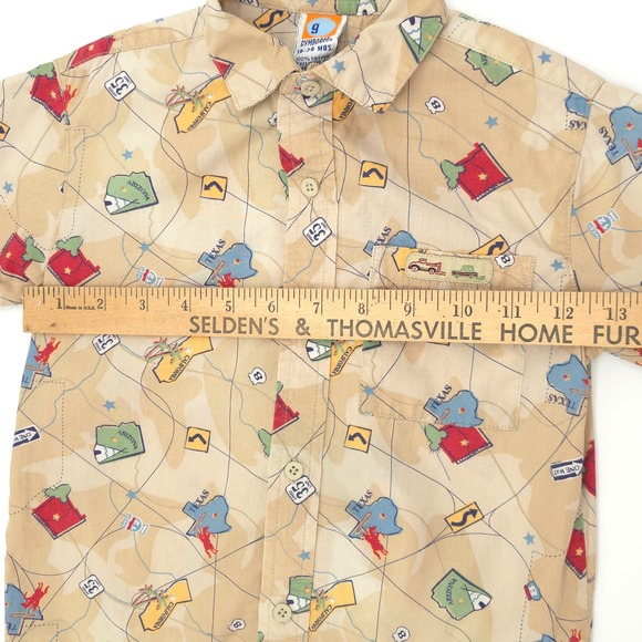 Vintage Gymboree 2001 Route 66 Travel Road Trip Map Print Button Up 18-24M - Picture 5 of 5